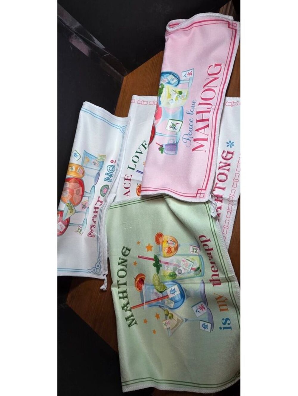 Mahjong-Themed Kitchen Towel Set – 4 Fun Mahjong Player Designs
